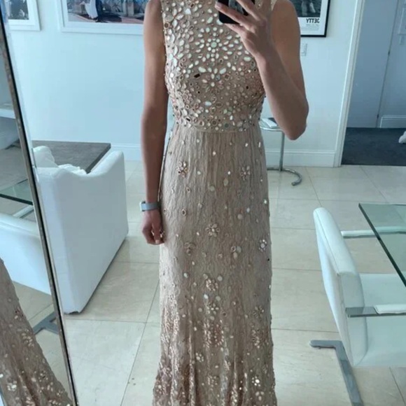 Alice + Olivia hand embelished light pink gown - Picture 3 of 5